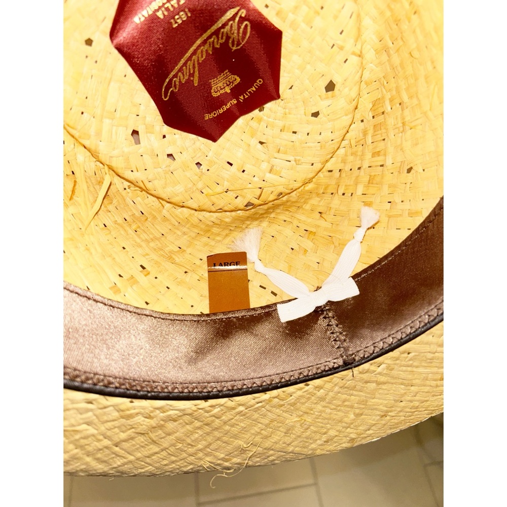 BORSALINO Woven 3" Brim Straw Hat Multicolor Cotton Woven Band SZ: Medium - Picture 9 of 12